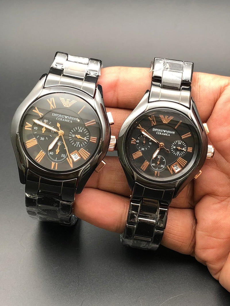 Emporio Armani Black Ceramic Couple Watch