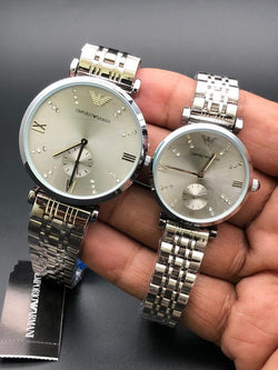 Emporio Armani Silver Chain Couple Watch