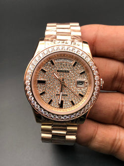 Rolex Rose Gold Diamond Men Watch –
