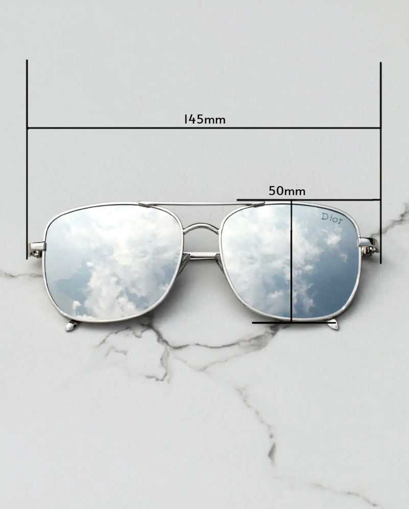 Dior Rectangular Wayfarer Silver Frame Sunglasses