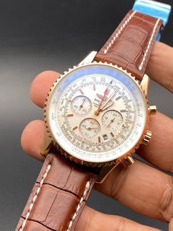 Breitling Rose Gold Chain Chronograph Men Watch