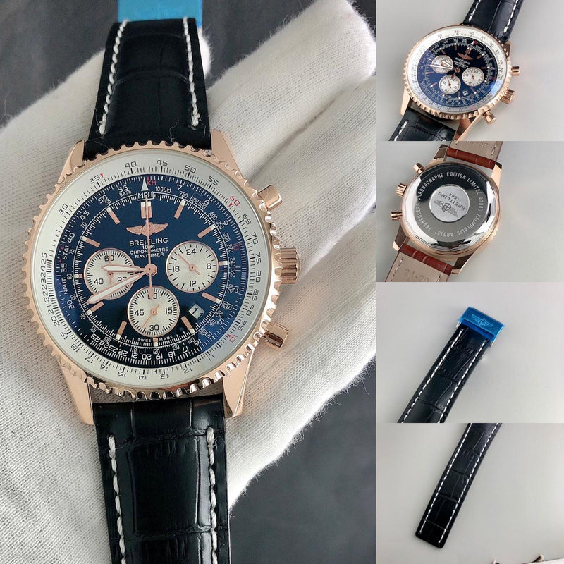 Breitling Chronograph Rose Gold Chain Men Watch
