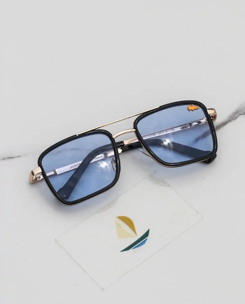 Lacoste Pilot Unisex Black Sunglasses Frame/Blue Lens