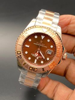 Rolex Silver And Rose Gold Chain Men Watch